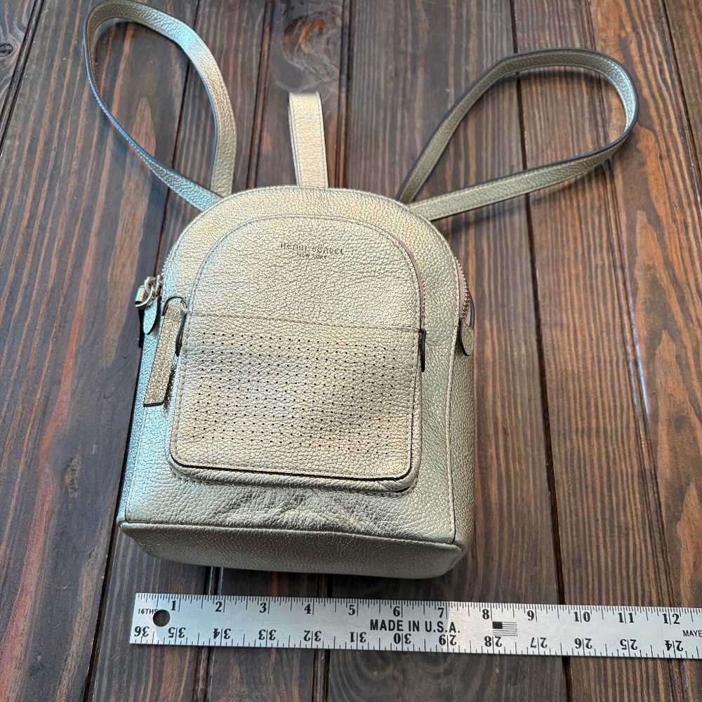 Henri Bendel Backpack Classic Gold Metallic EC